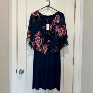 Connected Apparel Floral Poncho Sheath Dress Size 8